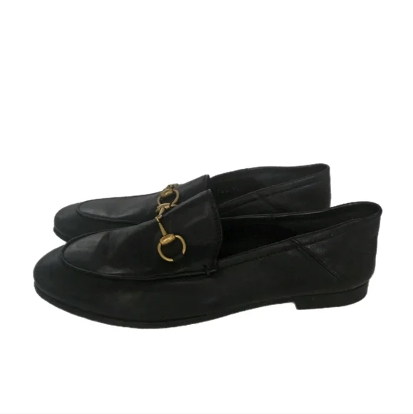 GUCCI Brixton Black Leather Horsebit Loafer Size EU 36.5 US 6.5 Collapsible Heel - Picture 5 of 16